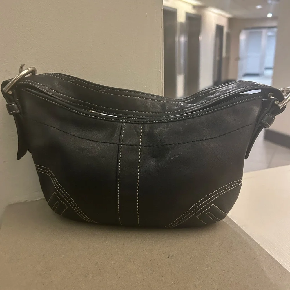 COACH Vintage Mini SoHo Hobo Black Leather Hobo Bag from the early 2000’s